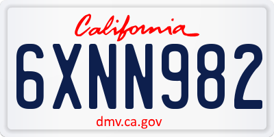 CA license plate 6XNN982