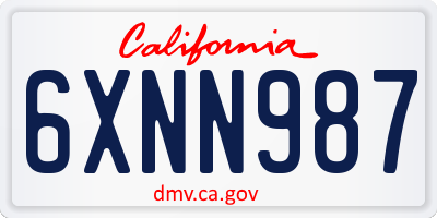 CA license plate 6XNN987
