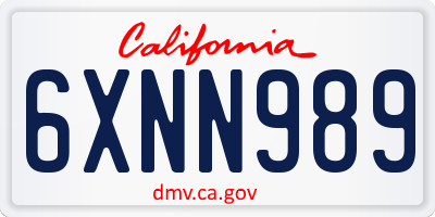 CA license plate 6XNN989