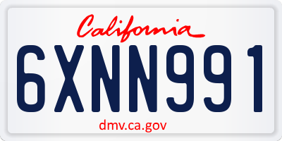 CA license plate 6XNN991