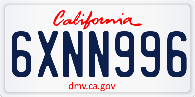 CA license plate 6XNN996