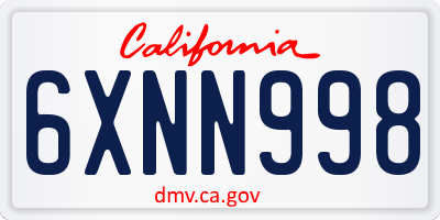 CA license plate 6XNN998