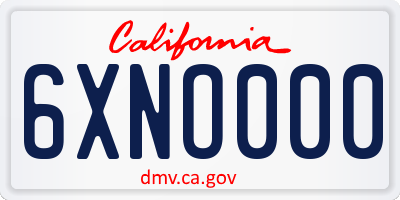 CA license plate 6XNO000