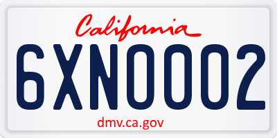 CA license plate 6XNO002