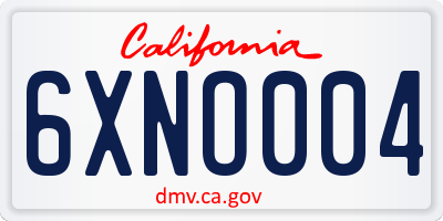 CA license plate 6XNO004
