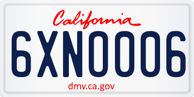 CA license plate 6XNO006