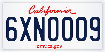 CA license plate 6XNO009