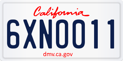 CA license plate 6XNO011