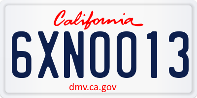 CA license plate 6XNO013