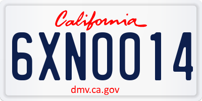 CA license plate 6XNO014