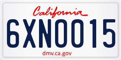 CA license plate 6XNO015