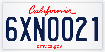 CA license plate 6XNO021