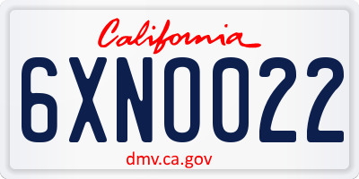 CA license plate 6XNO022
