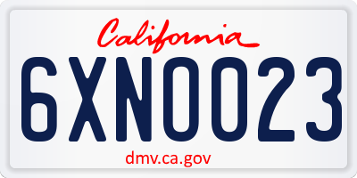 CA license plate 6XNO023