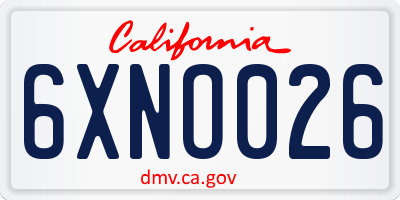 CA license plate 6XNO026