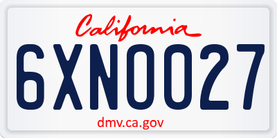 CA license plate 6XNO027