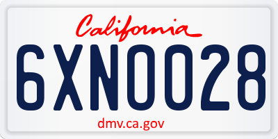 CA license plate 6XNO028