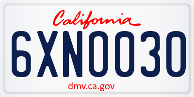 CA license plate 6XNO030