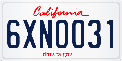 CA license plate 6XNO031