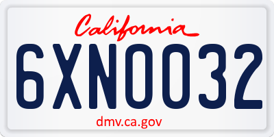 CA license plate 6XNO032