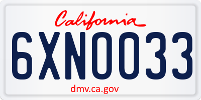 CA license plate 6XNO033