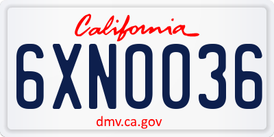 CA license plate 6XNO036