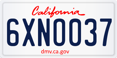 CA license plate 6XNO037