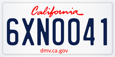 CA license plate 6XNO041