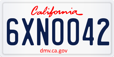 CA license plate 6XNO042