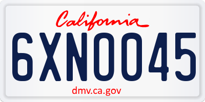 CA license plate 6XNO045