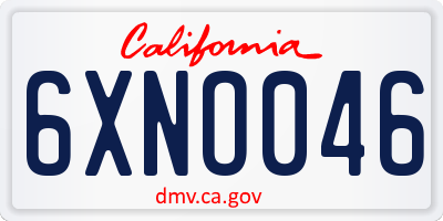 CA license plate 6XNO046