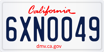 CA license plate 6XNO049