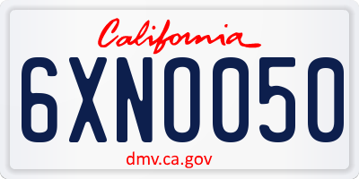 CA license plate 6XNO050