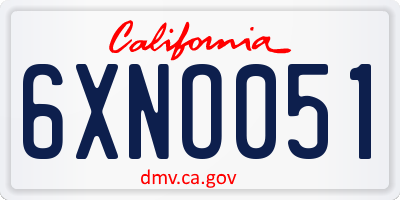 CA license plate 6XNO051