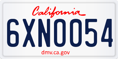 CA license plate 6XNO054