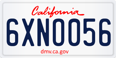 CA license plate 6XNO056