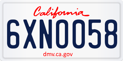 CA license plate 6XNO058
