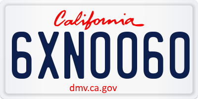CA license plate 6XNO060