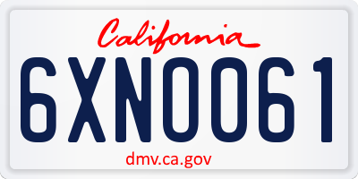 CA license plate 6XNO061