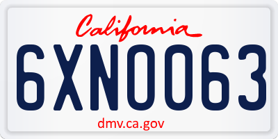 CA license plate 6XNO063