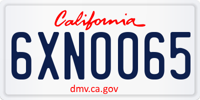 CA license plate 6XNO065
