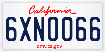 CA license plate 6XNO066