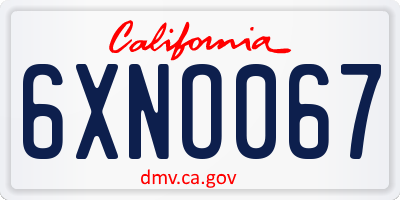 CA license plate 6XNO067