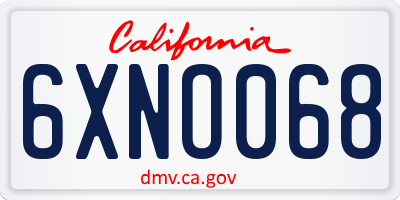 CA license plate 6XNO068
