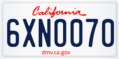CA license plate 6XNO070