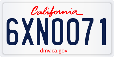 CA license plate 6XNO071
