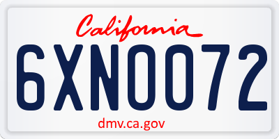 CA license plate 6XNO072