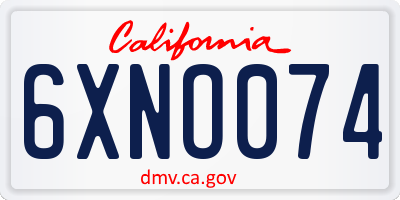 CA license plate 6XNO074