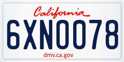 CA license plate 6XNO078