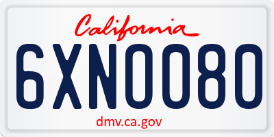 CA license plate 6XNO080